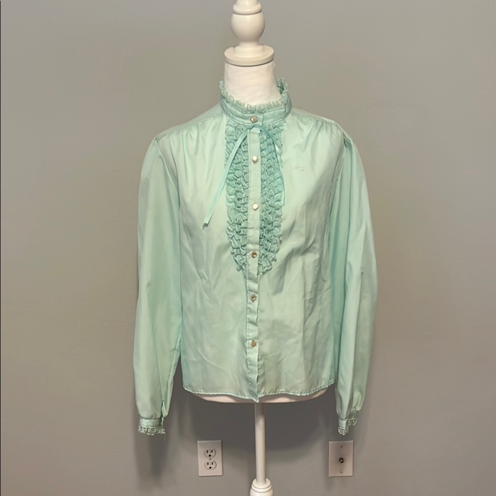 Mint Green Ruffled Women's Top